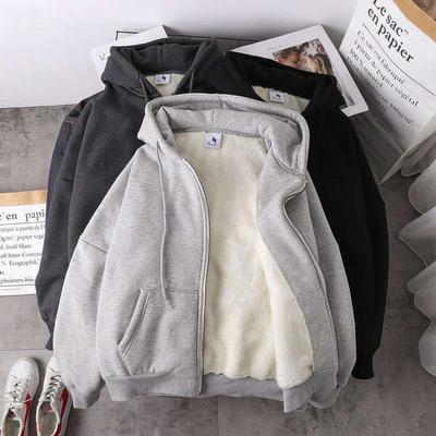 Reißverschluss-Cardigan-Hoodie für Damen mit Kapuze Herbst Winter Trendig Große Größe Locker Plüsch Dick mit Kapuze