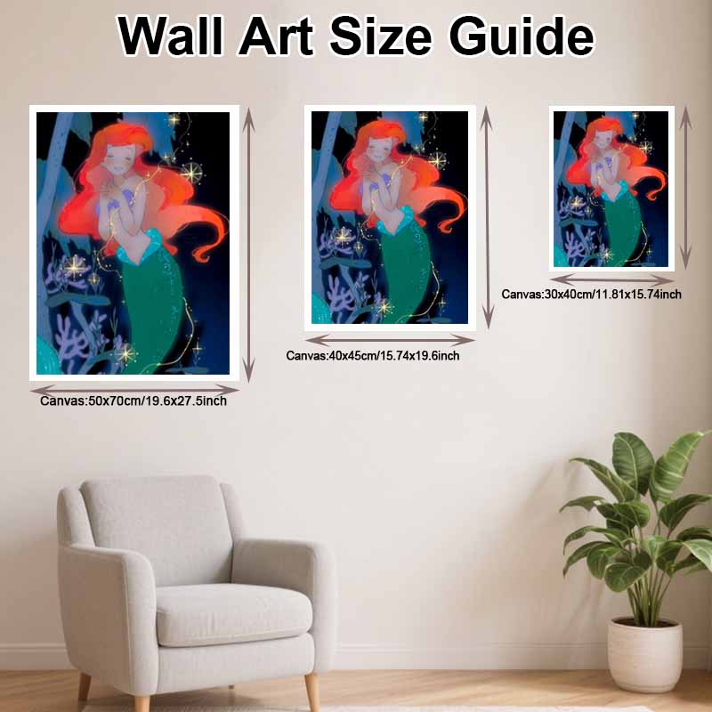 Disney Diamond Painting Set Ariel Mermaid Home Decor Craft, Perfect Handmade DIY Gift Idea