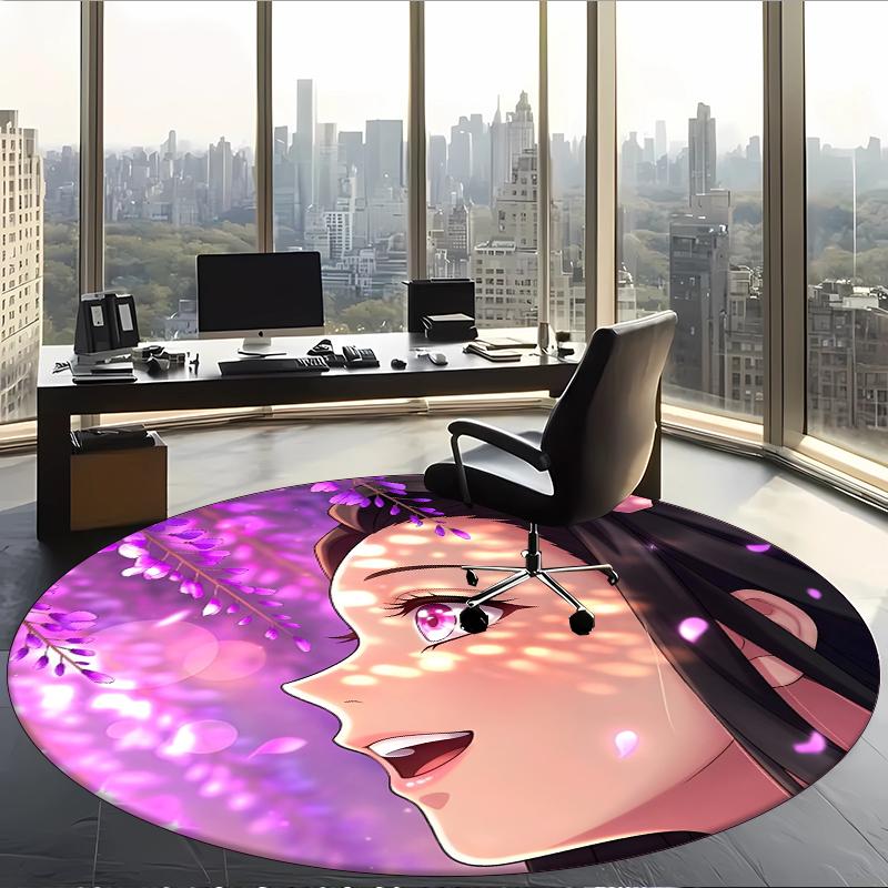 Nezuko (14) Round Office Rug Decorative Floor Rug for Office Bedroom Living Room and Home Space