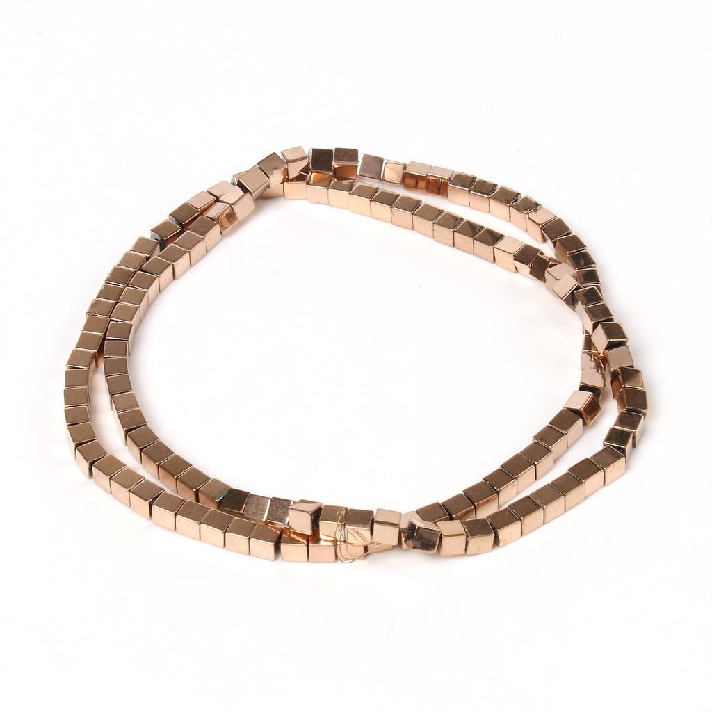 Handgefertigte Bastelfarbe, rosévergoldete Hämatitperlen, natürliche Rondelle-Perlen für Schmuckherstellung, DIY-Charms, Armband-Zubehör, 38,1 cm