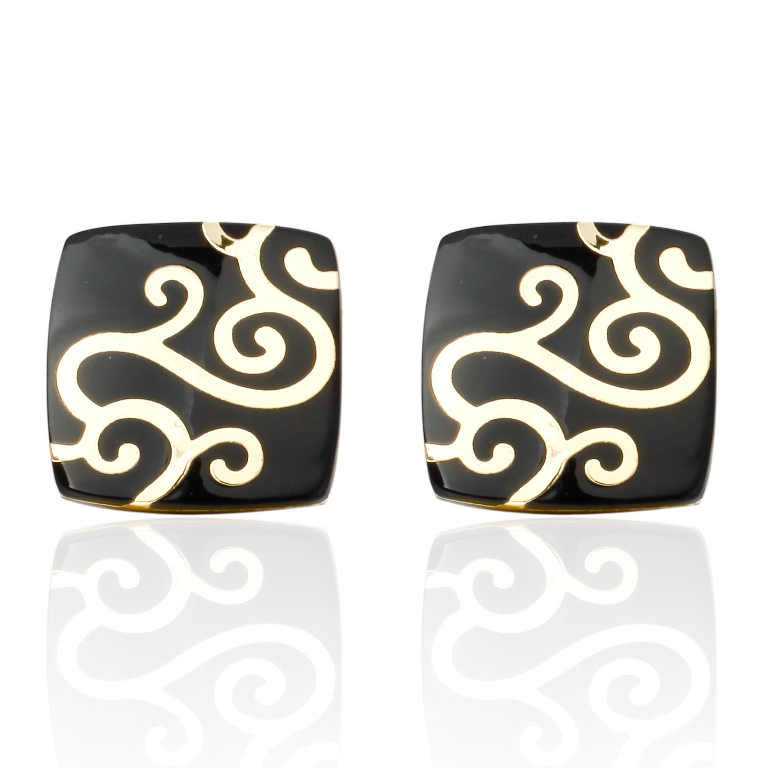 

Запонки Meng Frame из золотой эмали: Мужская серия «Благоприятные облака» жёлтый