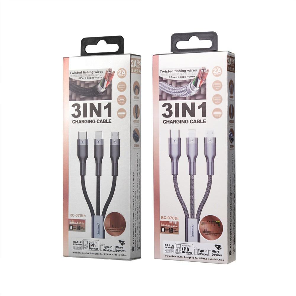 3-IN-1 USB Cable Fast Charging Cable Multi Charging Cord USB Cord Adapter Braided Wire For Mobile Phone Tablet Laptop