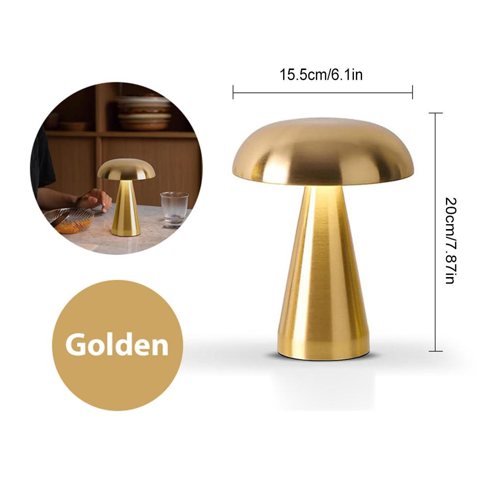 Mushroom LED Night Light Cordless Table Lamp Touch Control Dimmable Sleeping Light 3 Light Colors for Restaurant Bar Coffee Shop
