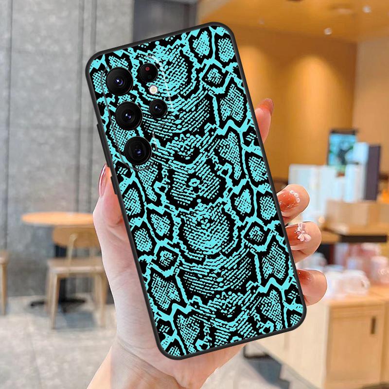 Snake Skin Print Case For Samsung Galaxy S23 S22 Ultra S20 S21 FE S9 S10 Note 10 Plus Note 20 Ultra Cover