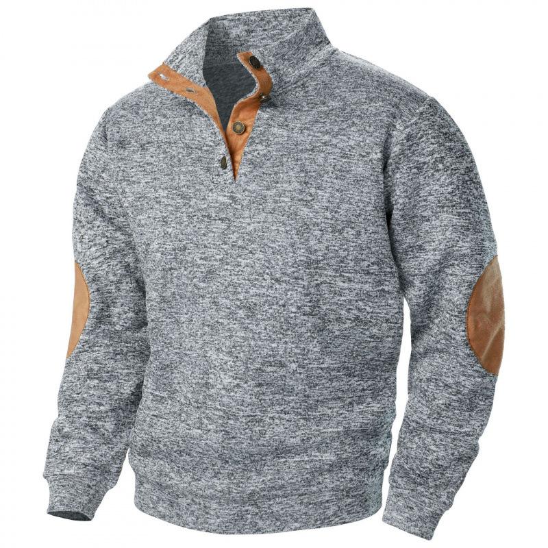 Męski sweter dzianinowy z kołnierzem stojącym, długim rękawem, na wiosnę, jesień, zimę, casualowy