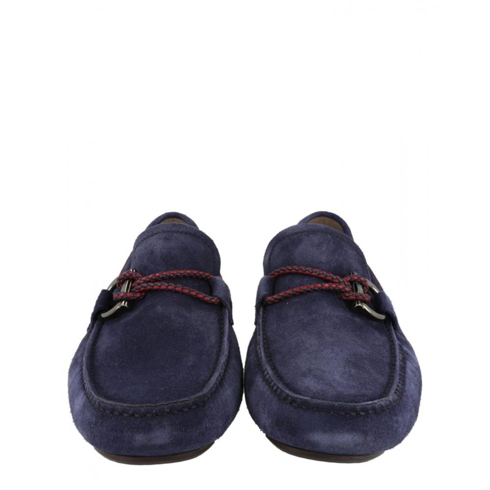 Salvatore Ferragamo Blue Suede Drivers Front 4