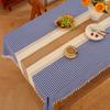 Nordic Classic Small Fresh Plaid Tablecloth Splicing Household Tablecloth White Tassel Imitation Cotton And Linen Dust-Proof Decoration