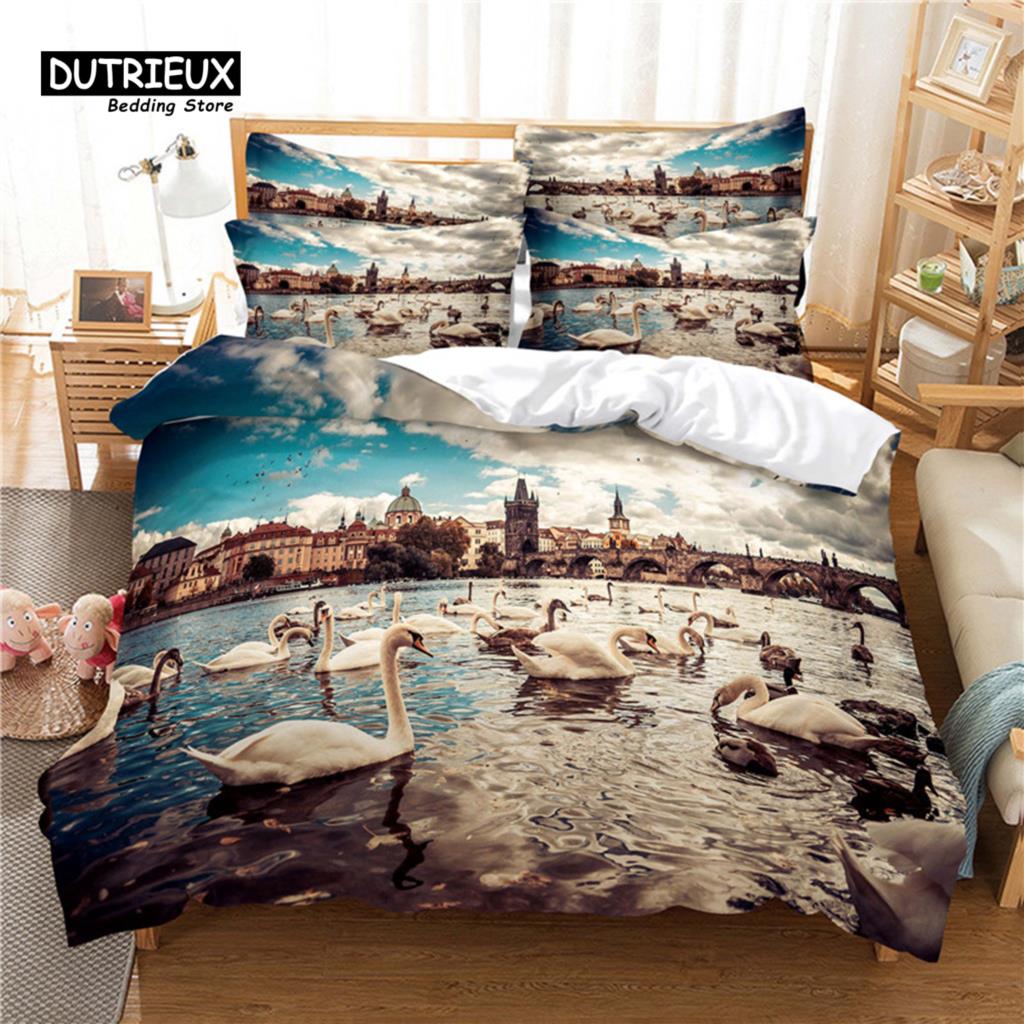 Beautiful  Scenery Bedding Set, 3Pcs Duvet Cover Set, Soft Comfortable Breathable Duvet Cover, For Bedroom Guest Room Decor