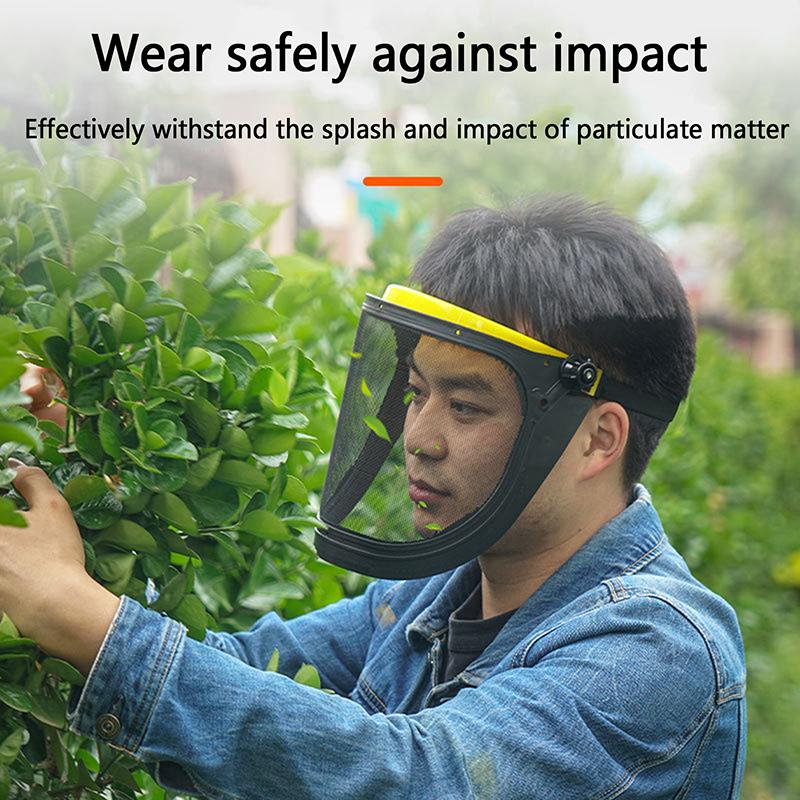 Garden Grass Trimmer Safety Helmet Hat With Full Face Mesh Protective Mask For Logging Brush Cutter Forestry Protection