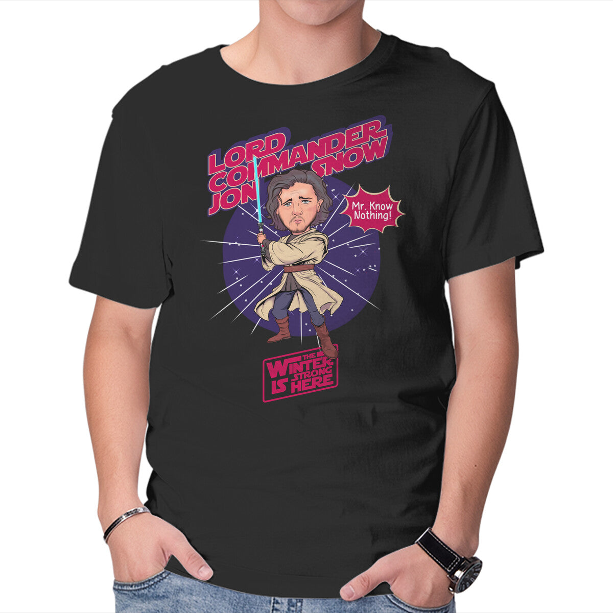 Unisex Crew Neck T-Shirt Commander Snow Graphic Short Sleeve Casual Tee L