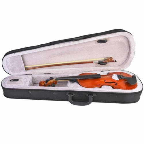 Vbestlife Violin Kit, 1/2" and 1/4" Scale, for Kids and Beginners, Mini Wooden Violin, Smooth Acoustic Stringed Instrument with Rosin, Bow, and Storag