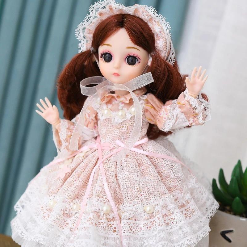 30cm 1/6 BJD Princess Doll Dress Up with Clothes Shoes 20 Joints Movable Cute Sweet Face Child Girl Birthday Gift Kids Doll Toy