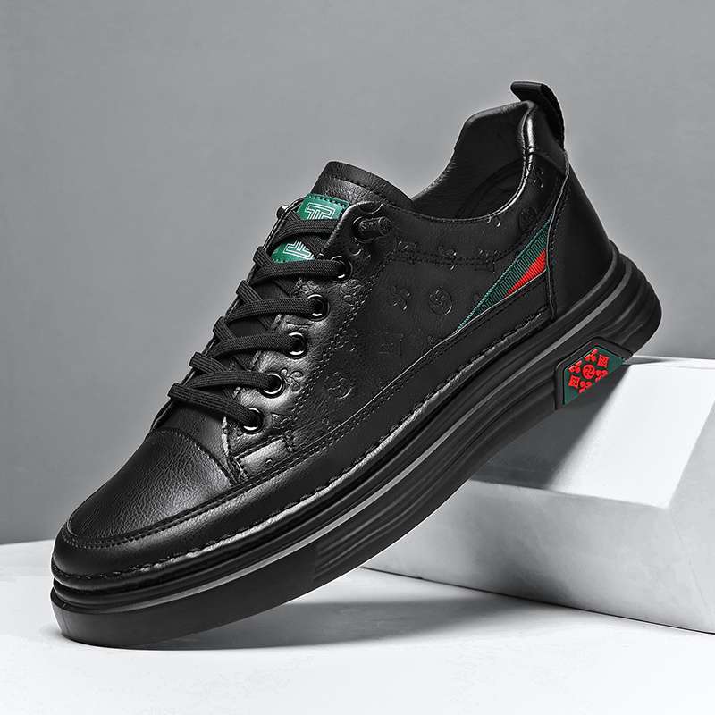 2025 Summer New Board Shoes Leather Work Shoes Korean Version Casual Little White Shoes Men's Versatile and Comfortable Student Board Shoes