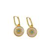 Exquisite French Sunflower Seashell Round Pendant Earrings - Niche Light Luxury Court Style for Women