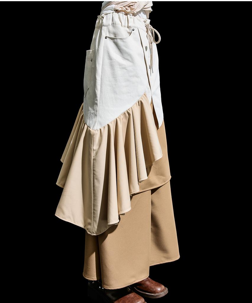 Lekyulli Ruffle Detail Skirt Pants Beige