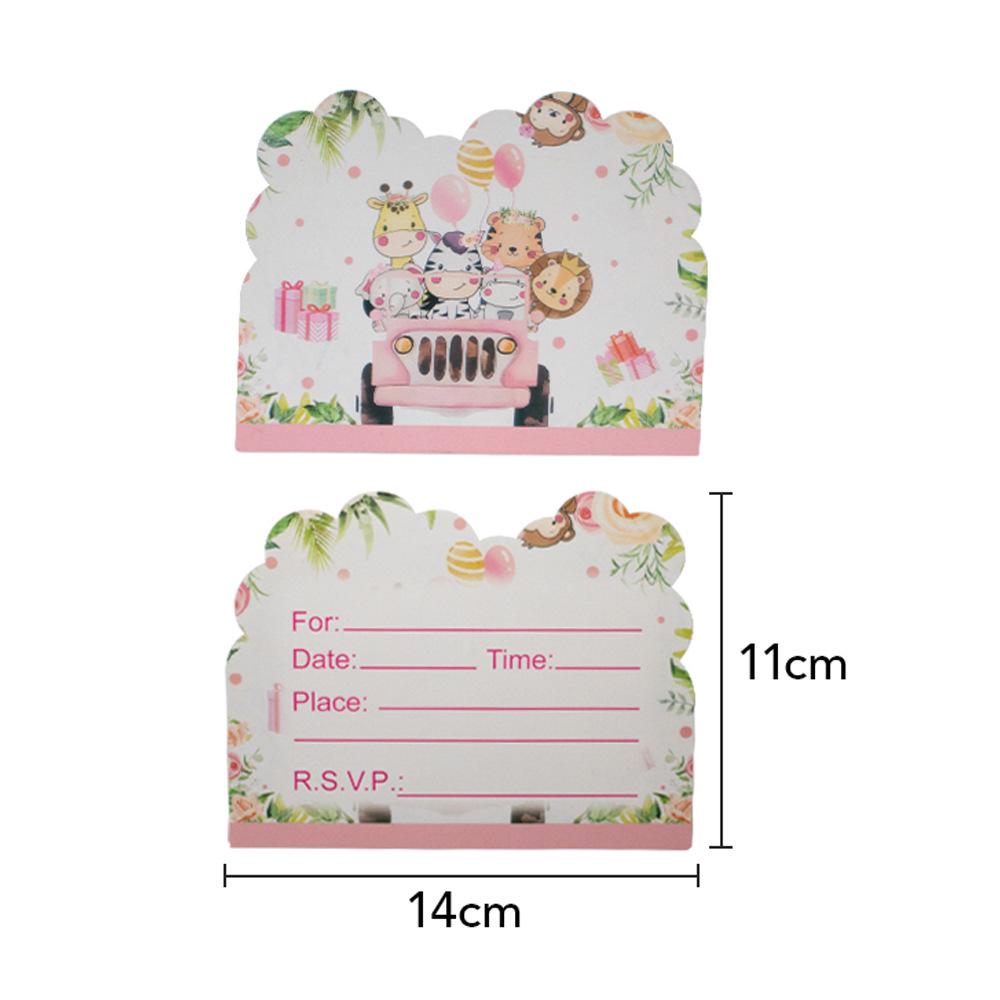 Pink Jungle Animals Party Tableware Set: Plates, Cups, Napkins & Tablecloths.