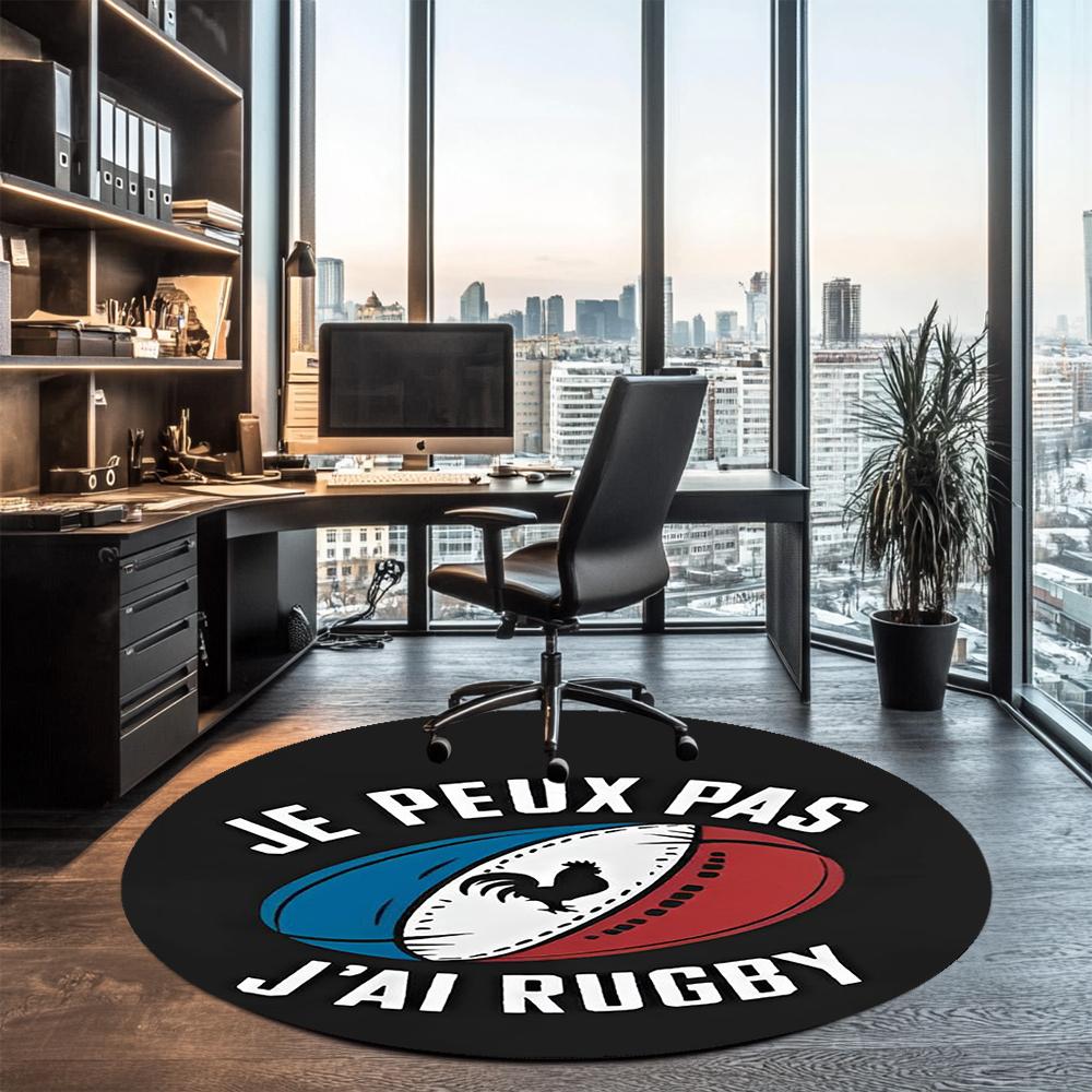 France Rugby Printed Round Rug Carpet Chair Rug Area Rug Entryway Doormats,for Office Chair Living Room Bedroom Kitchen Room.