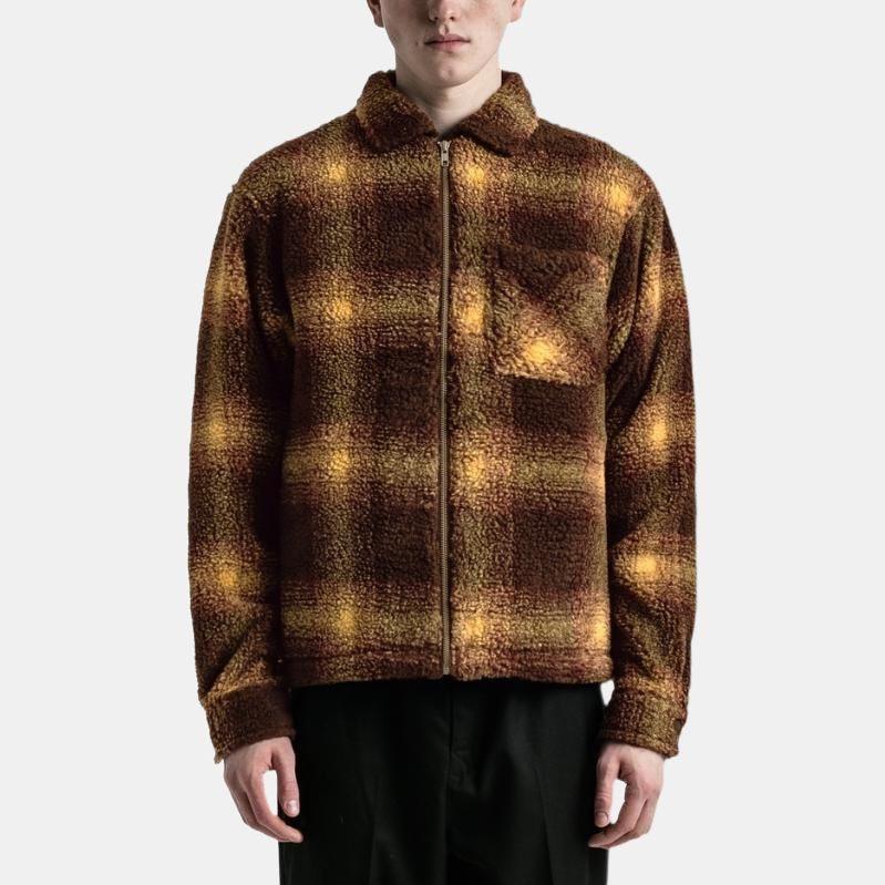 Stussy SS22 Shadow Plaid Sherpa Zip Shirt Unisex 1110224
