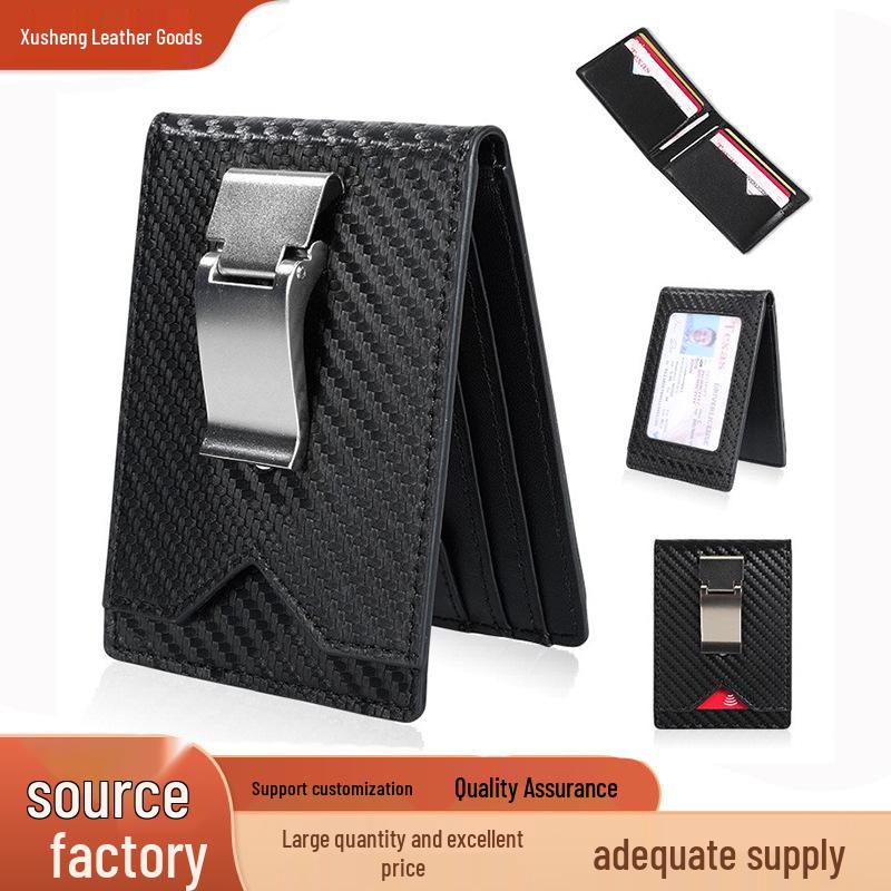 Multifunctional Minimalist Metal Money Clip Wallet with PU Leather and Multiple Card Slots for Men
