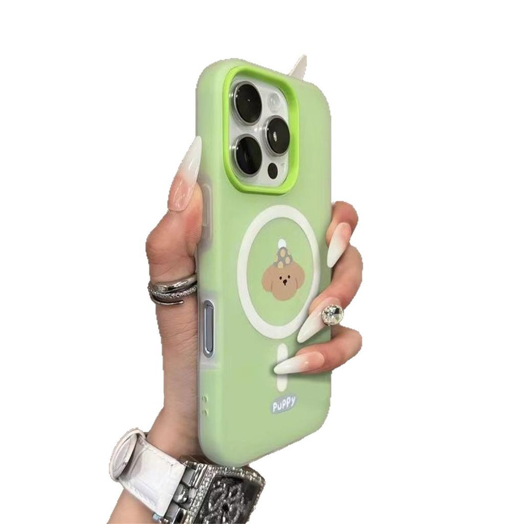 For Apple Magnetic Phone Case Jelly 2-in-1 Magnetic Phone Case Cartoon Liquid Niche High-end Feeling Caseti Female