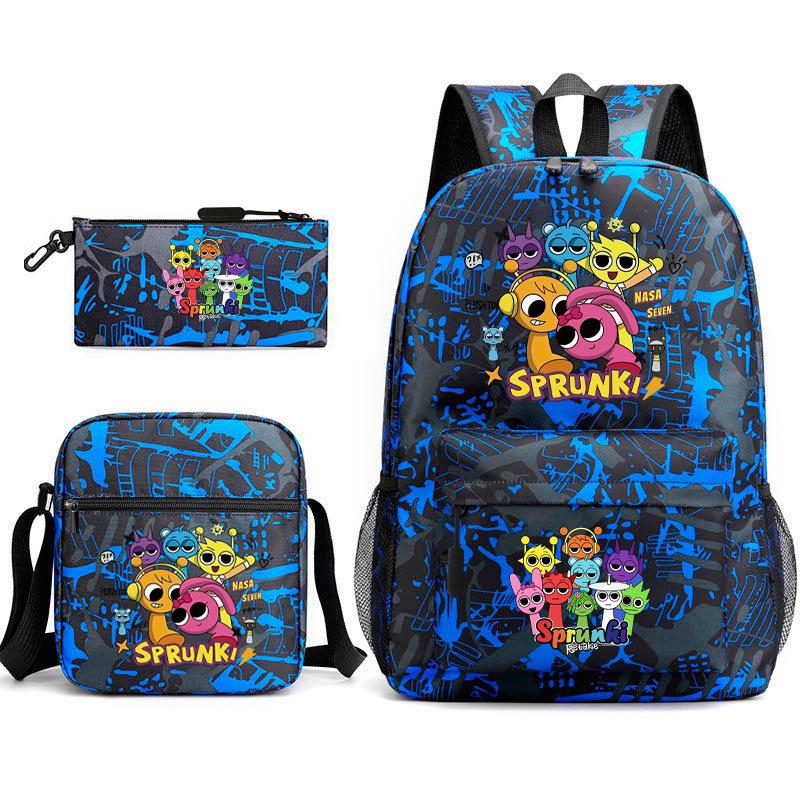 Boys Backpack Rhythm Box Treasure Children's School Bag Anime Satchel Pencil Bag Oxford Cloth Elementary School Student D