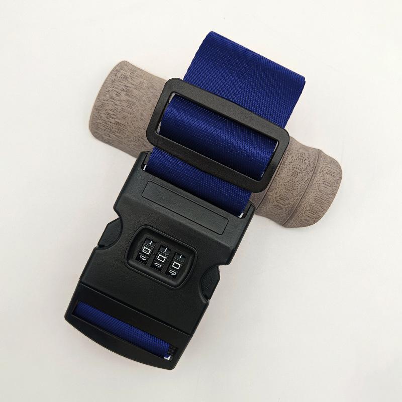 Solid Color Nylon Luggage Strap with Herringbone Pattern, Password Lock, and One-Word Handle
