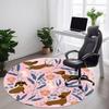 1PC Dachshund Floral Office Round Area Rug, Mat Suitable For Office, Under Office Chairs Bedroom Living Room Home Decor, Room Deco