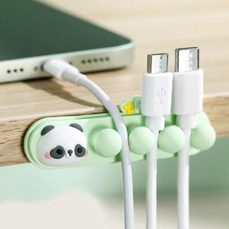Elegent Panda Design Silicone Cable Holder Adhesive Cable Clip Wire Holders Fixer Keeps Desk Neat And Organized