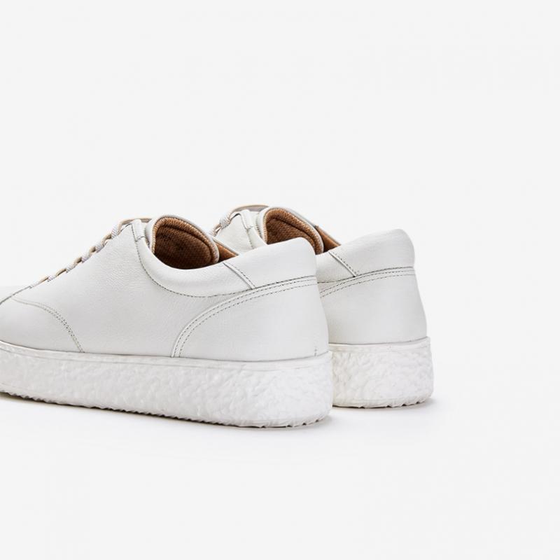 Young Age Men Goat Leather Rumpy Sneakers White