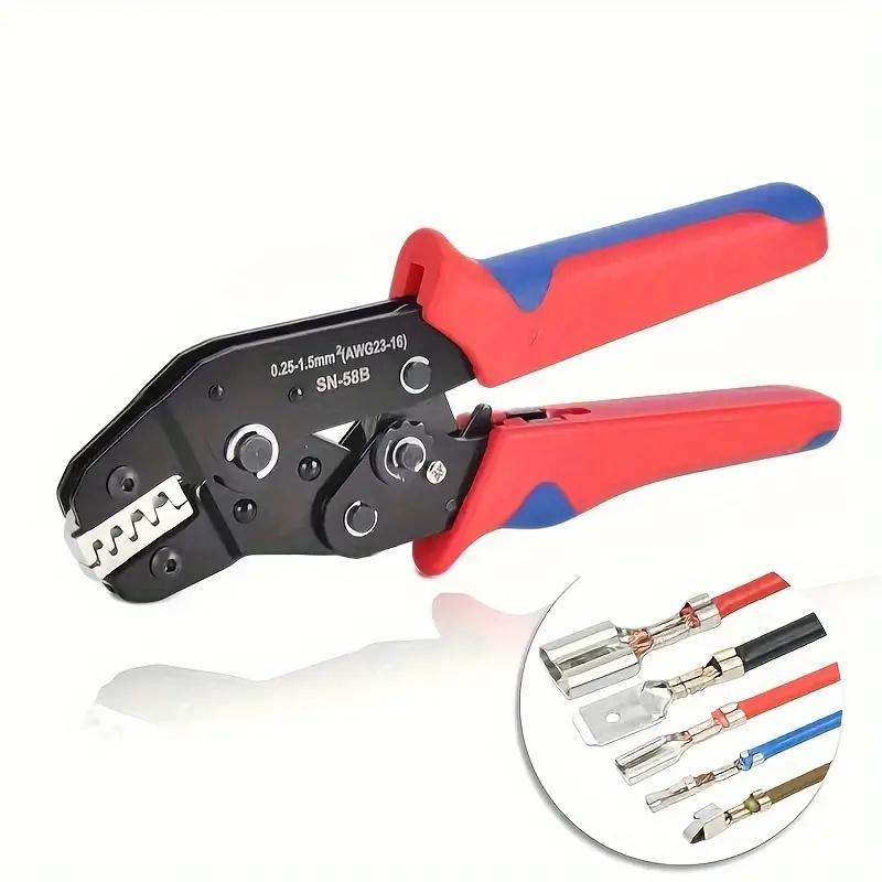 SN-58B Spring Crimping Pliers Ratcheting Wire Crimper Tools Multifunctional Manual Terminal Crimping Pliers 0.25-1.5mm² 23-16AWG