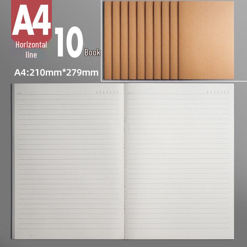 Set of 4 Large Gridless Cowhide Notebooks with Plain Pages for Students' Sketching and Drafting