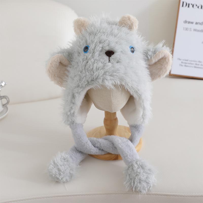 Korejský styl Zimní šála a čepice Jednodílná sada dvou kusů Roztomilé jehněčí békání Dětská teplá Ochrana uší Vlněná čepice