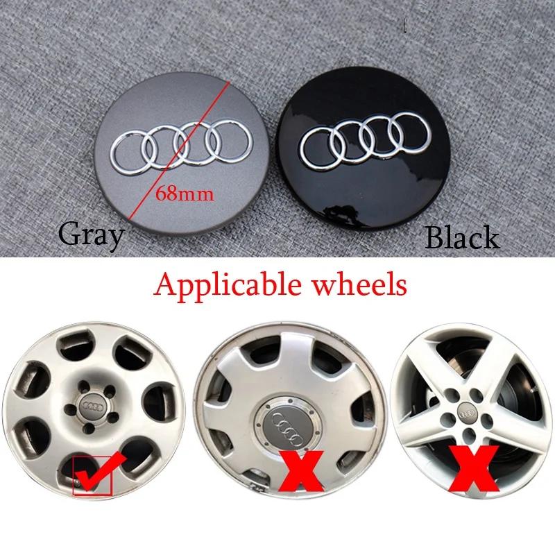 2026 Hot 4pcs 68mm 8D0601170 Car Styling Wheel Center Cap Hub Covers Badge for Audi  RS A3 A4 A5 A6 A7 A8 S4 Q3 Q5 Q7 Q2 Wheel Cap Label