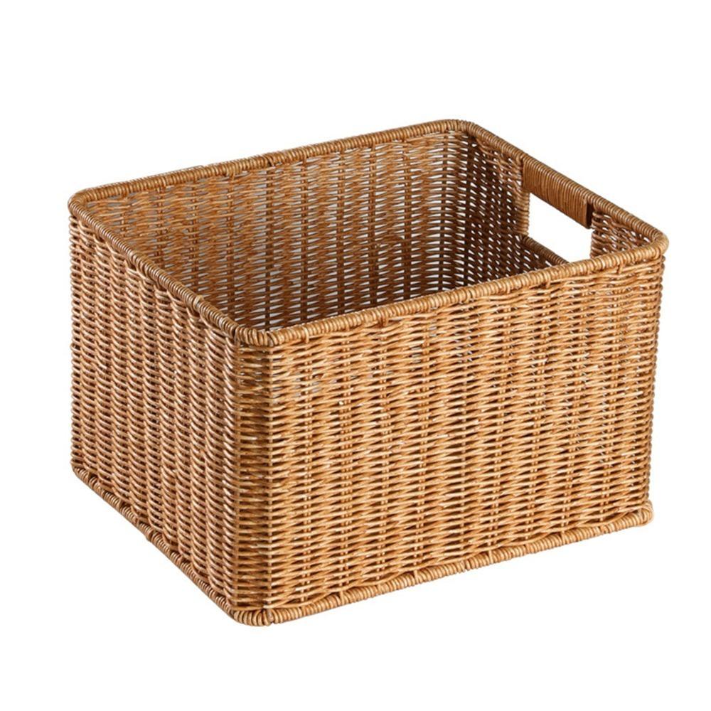 Stylish With Handles Storage Basket Woven Look Woven Organizer Rattan Basket Bedroom