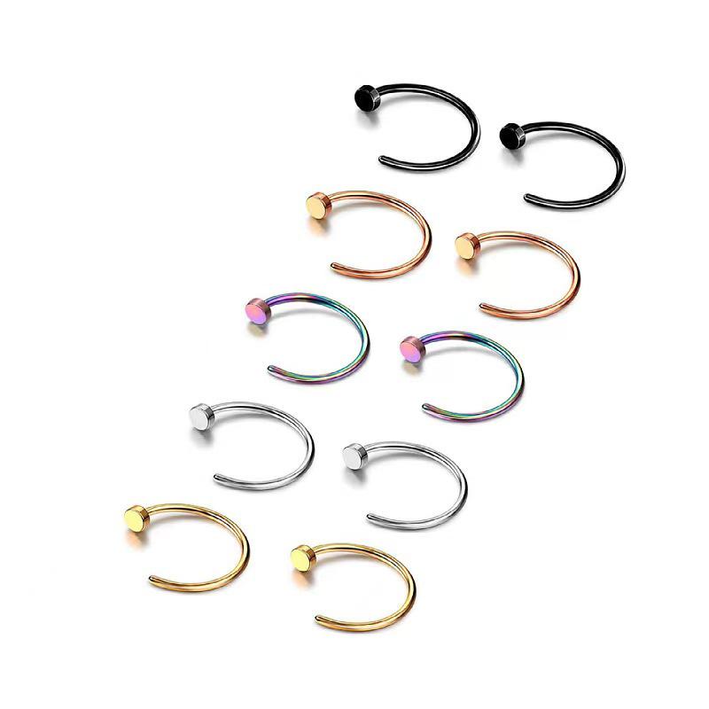 Stainless Steel Electroplated C-Shaped Nose Stud Piercing Jewelry, European and American Fashion Style.
