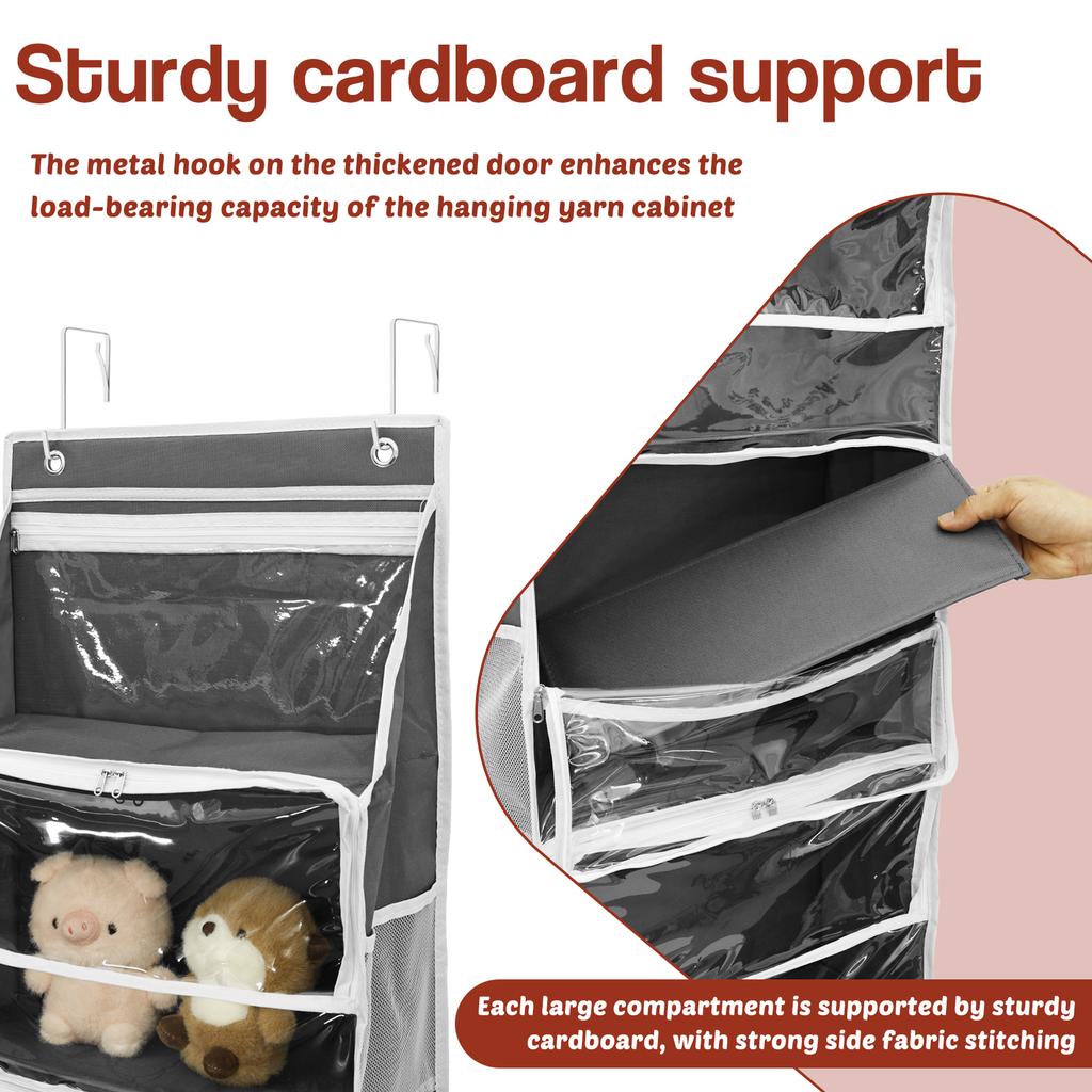 Wiszący Organizer na Przędzę z 6 Niezależnymi Przegródkami Pogrubiony Uchwyt na Przędzę o Dużej Pojemności na Narzędzia do Szydełkowania Przezroczysty