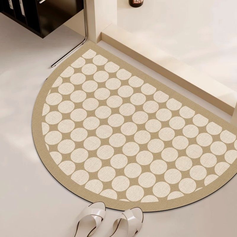 Half circular diatomaceous earth floor mat, bathroom water absorption, anti slip, quick drying, shower, and fall prevention