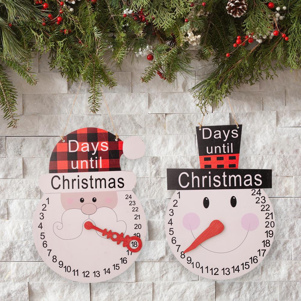 Delightful Wooden Christmas Calendar With Cheerful Snowman And Santa Hat Design