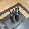 Pesstwei Scarpe da Donna Slingback in Vernice alla Moda, Décolleté, Sandali con Tacco Alto Nero, Punta Acuta, Scarpe da Sera per Feste