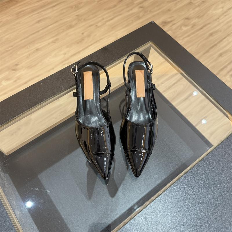 Pesstwei Scarpe da Donna Slingback in Vernice alla Moda, Décolleté, Sandali con Tacco Alto Nero, Punta Acuta, Scarpe da Sera per Feste