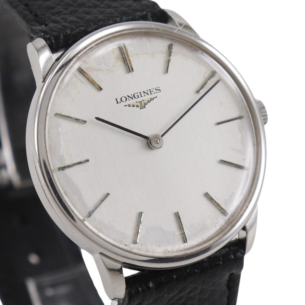 Longines Watches Cal.847.4 Black SilverDial Stainless Steel/leather Hand Winding Analog Display Mens Used