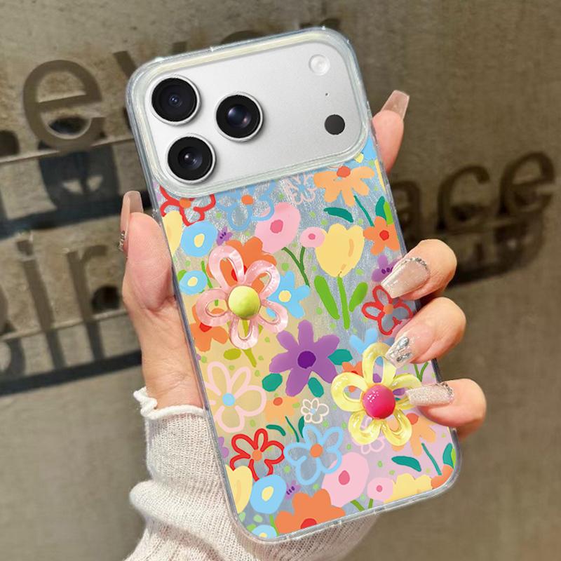 Vintage Colorful Flower Pattern Phone Case For iPhone 17 Air 16e 16 15 14 Pro Max 13 17 Pro Max Shockproof TPU Hybrid Hard PC Phone Cover