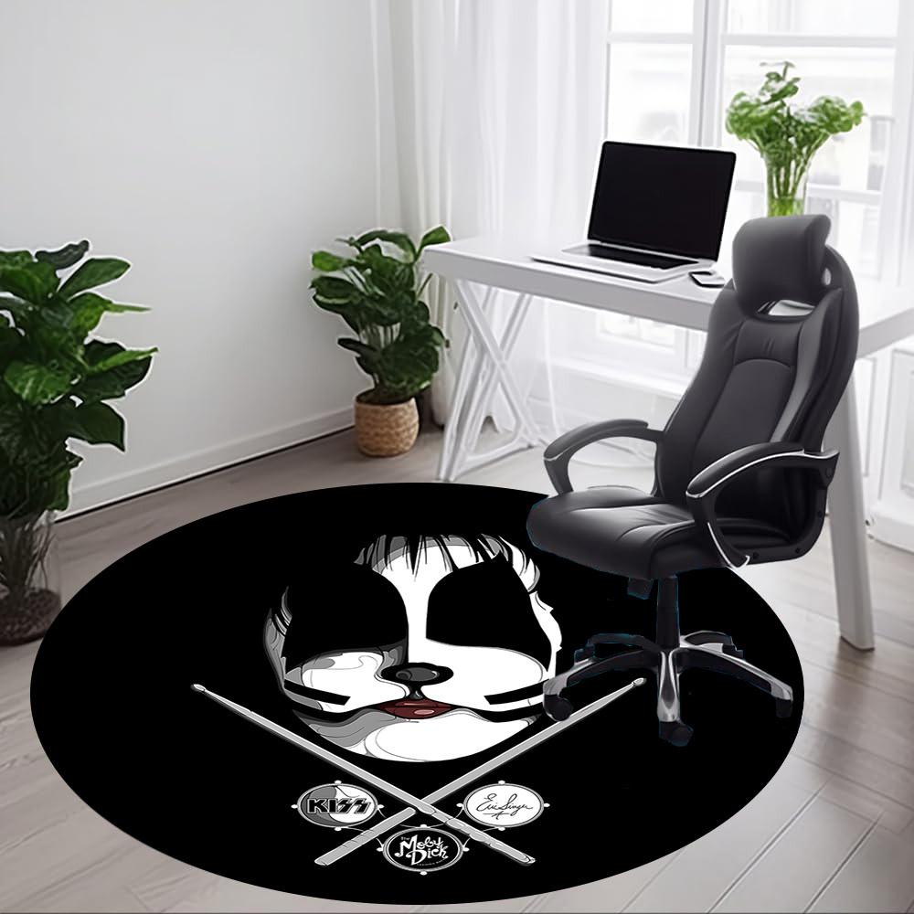 1pc KISS Band Office Round Area Rug, Indoor Mat Suitable For Office, Under Office Chairs Bedroom Living Room Home Decor a0908182