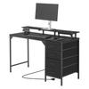 Biurko Komputerowe 120 cm ze Smart Oświetleniem LED i Gniazdkami, Biurko Gamingowe Office z 4 Dużymi Szufladami, Podstawka pod Monitor, do Nauki Pracy dla Domowego Biura,
