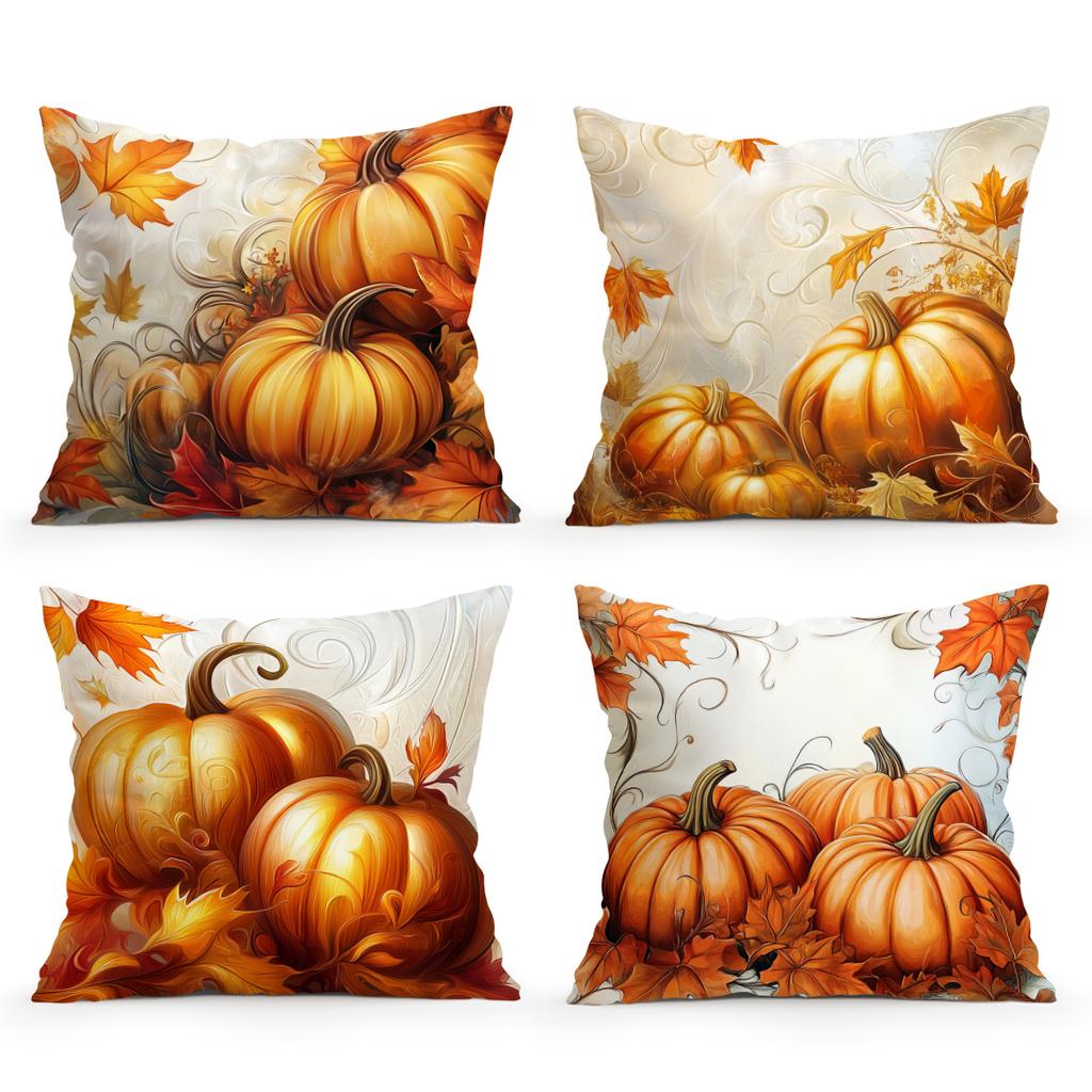 Autumn Harvest Pumpkins Cushions Pillowcase Polyester Cushion Cover Throw Pillow Sofa Decoration Pillowcover Home Car Decor