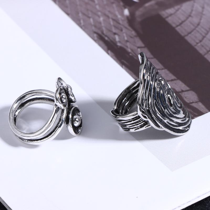 Vintage Exaggerated Geometric Flower Opening Adjustable Rings For Women Men Punk Finger Jewelry Party Gifts
