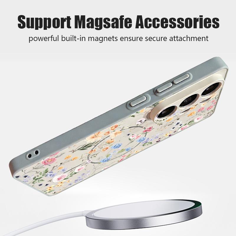 Magnetic For Magsafe Case For Samsung Galaxy S26 Ultra S25 Edge S24 Plus S23 FE S22 A17 A54 A55 A56 A57 5G Pink Lily Daisies Floral Cover