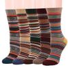 Damen Wollsocken 5 Paar Set, Ethnic Stil Dicke Warme Mittelhohe Socken, Weiche Gemütliche Stricksocken für Winter und Herbst, Lässige Alltags socken