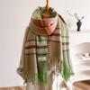 Striped Gradient Tassel Scarf Warm Unisex Winter Versatile Shawl