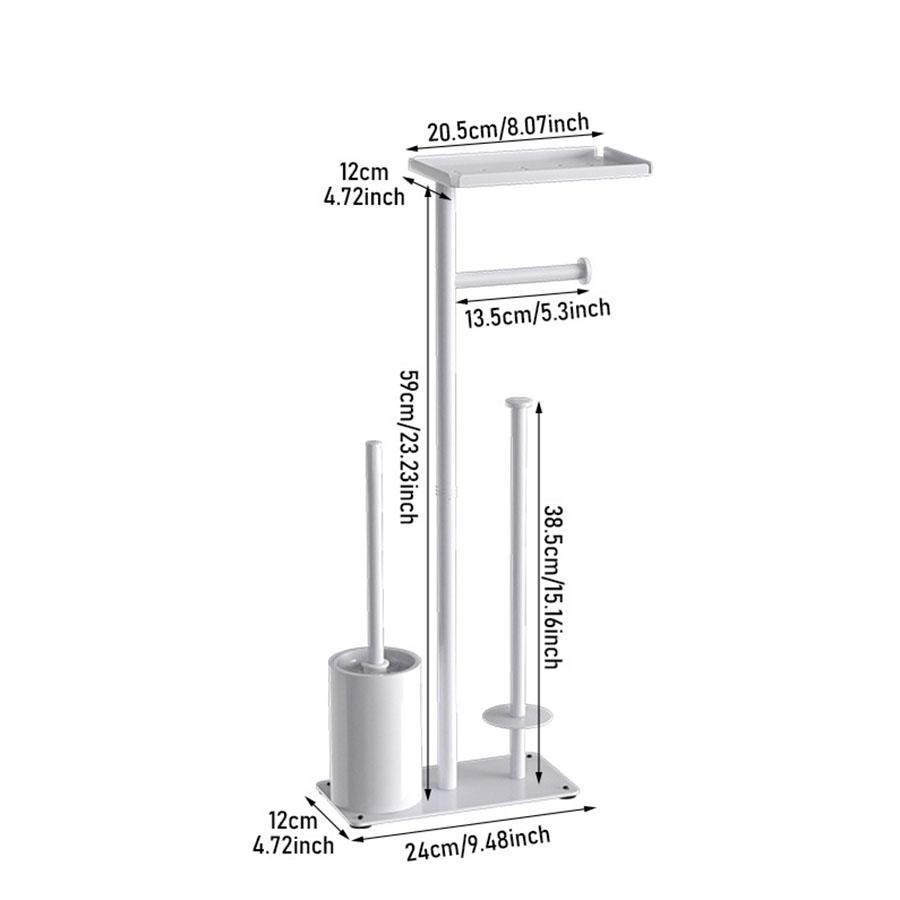Toilet toilet floor standing paper holder with toilet brush storage tray magnetic suction bracket multifunctional vertical paper